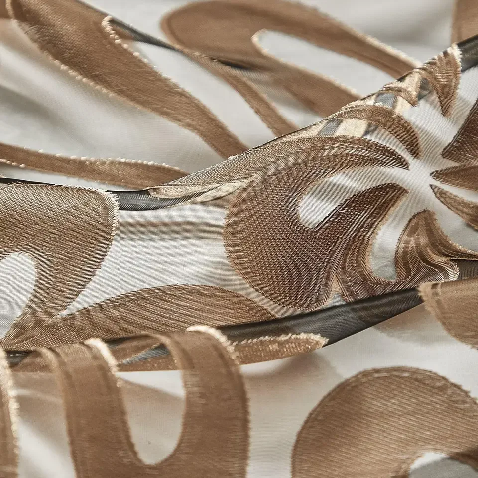 Wholesale modern luxury European palm jacquard window curtain