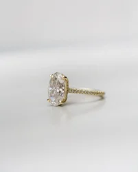 Focus luxury jewelry Moissanite Jewelry Pure 14K Gold 2.0CT oval Cut Diamond Halo Moissanite Engagement Wedding Ring