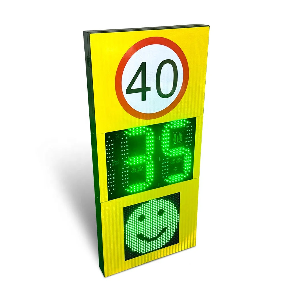 Aluminum LED Radar Speed Display Signs Notified Visible Distance 300M