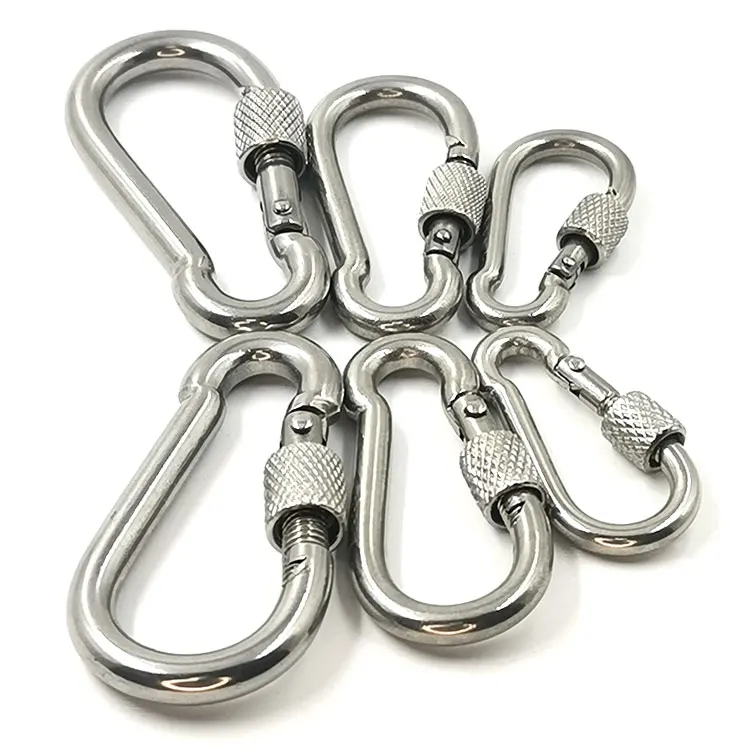 High quality stainless steel 304 spring snap hook with screw lock nut