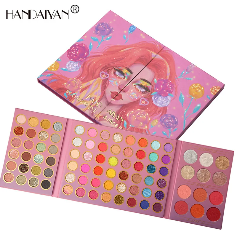 84 Color Makeup Plate Blush High Gloss Eye Shadow Set Box Box Pearl Dumb Light Pigmented Eye Shadow Eye Shadow Vegan