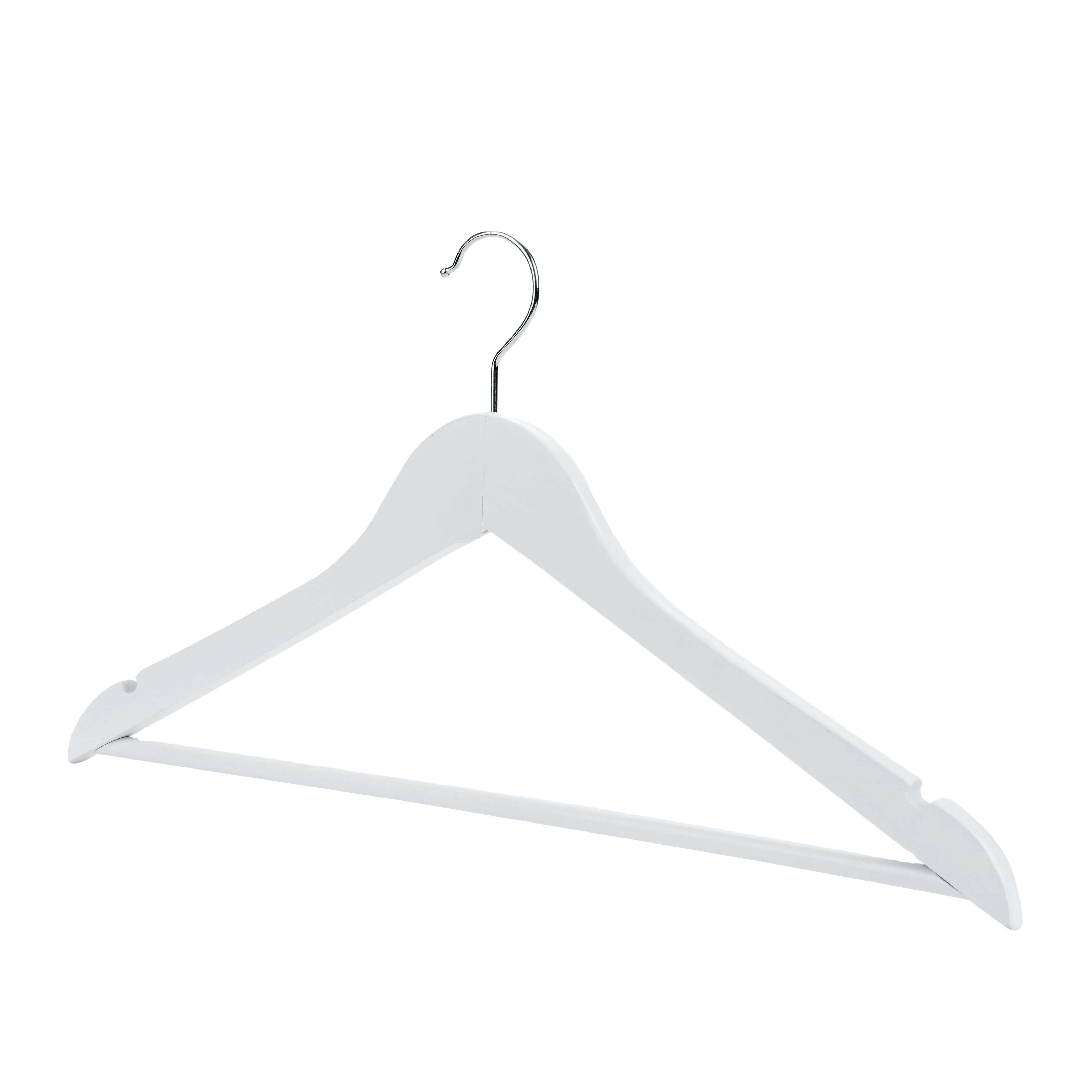 Custom low price wooden coat hanger white simple non-slip coat hanger for coat