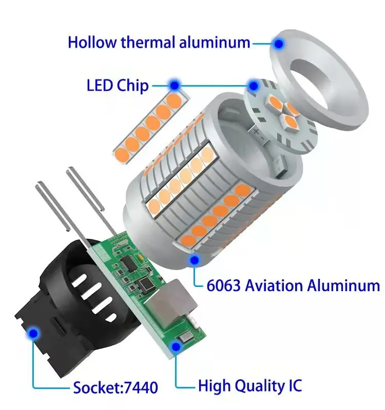 Оптовая продажа с завода 3156 7440 45smd 3030 поворотная лампа заднего хода белая 2 упаковки светодиодная лампочка красная без Hyper Flash 1156 Ba15s P21w