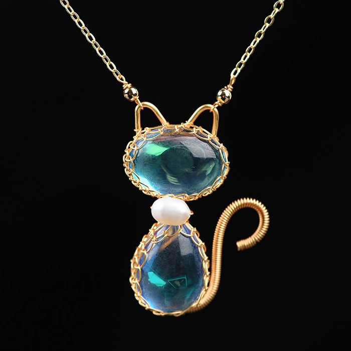 Pearl Cage Pendant Necklace Chain, White Opal Necklace Gold