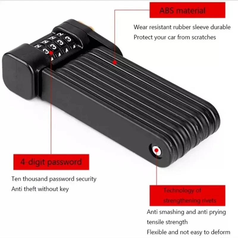 Bicycle Lock Anti-Theft Foldable Bike Lock MTB Road Bike Password Padlock High Security Electric Scooter Lock Bicycle Accessory