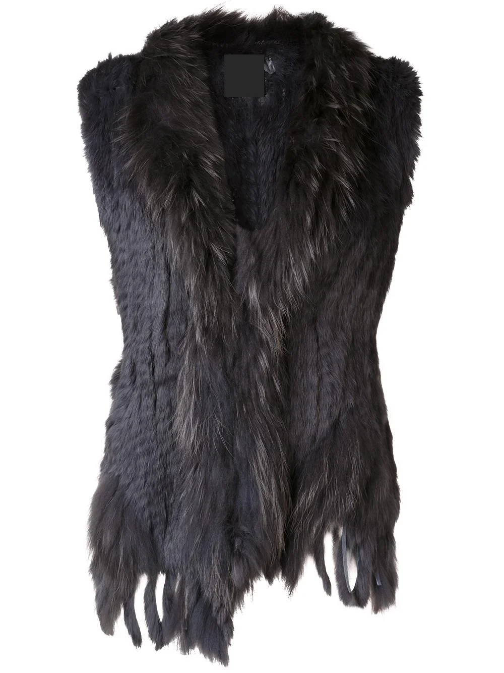 YR006A Casual Style Ladies Hand Knitted Genuine Rabbit Fur Vest with Raccoon Dog Fur Trimming