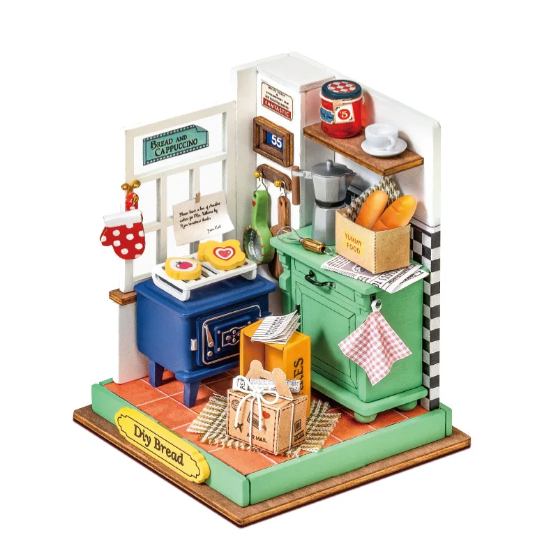 New Arrival DIY Toys 3D Puzzle Doll house Mini Furniture Crafted Wooden Dolls House Furniture Kits