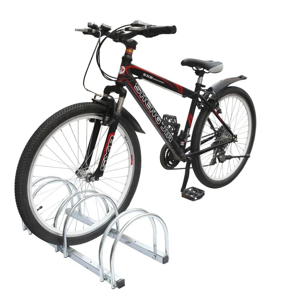 Outdoor Bike Holder Rack Metal Floor And Wall Mount Bicycle Rack Barriers Stand Sliver Bike Stand For 2 Bikes