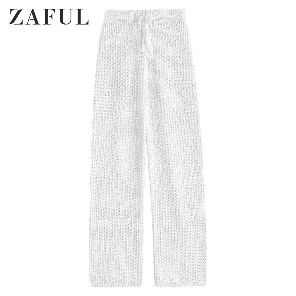 
 Прямые пляжные брюки со шнурком и вырезами  