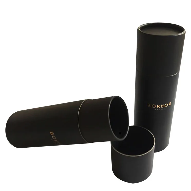 
Custom Cylinder Black Cardboard Tea Can Paper Tube Can Food Packaging 