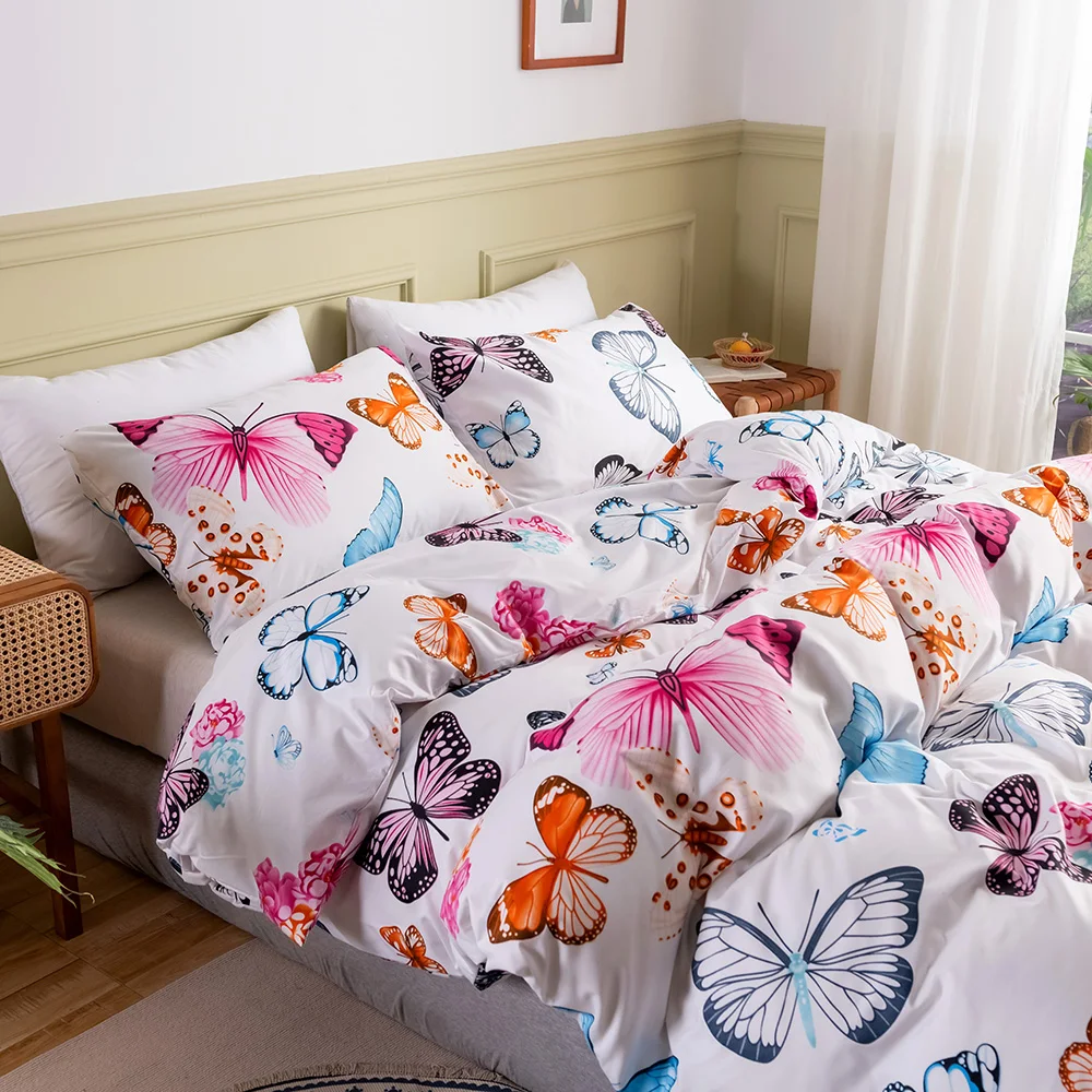 Fashion Printed Home Bedding Set Breathable Duvet Cover Pillowcase