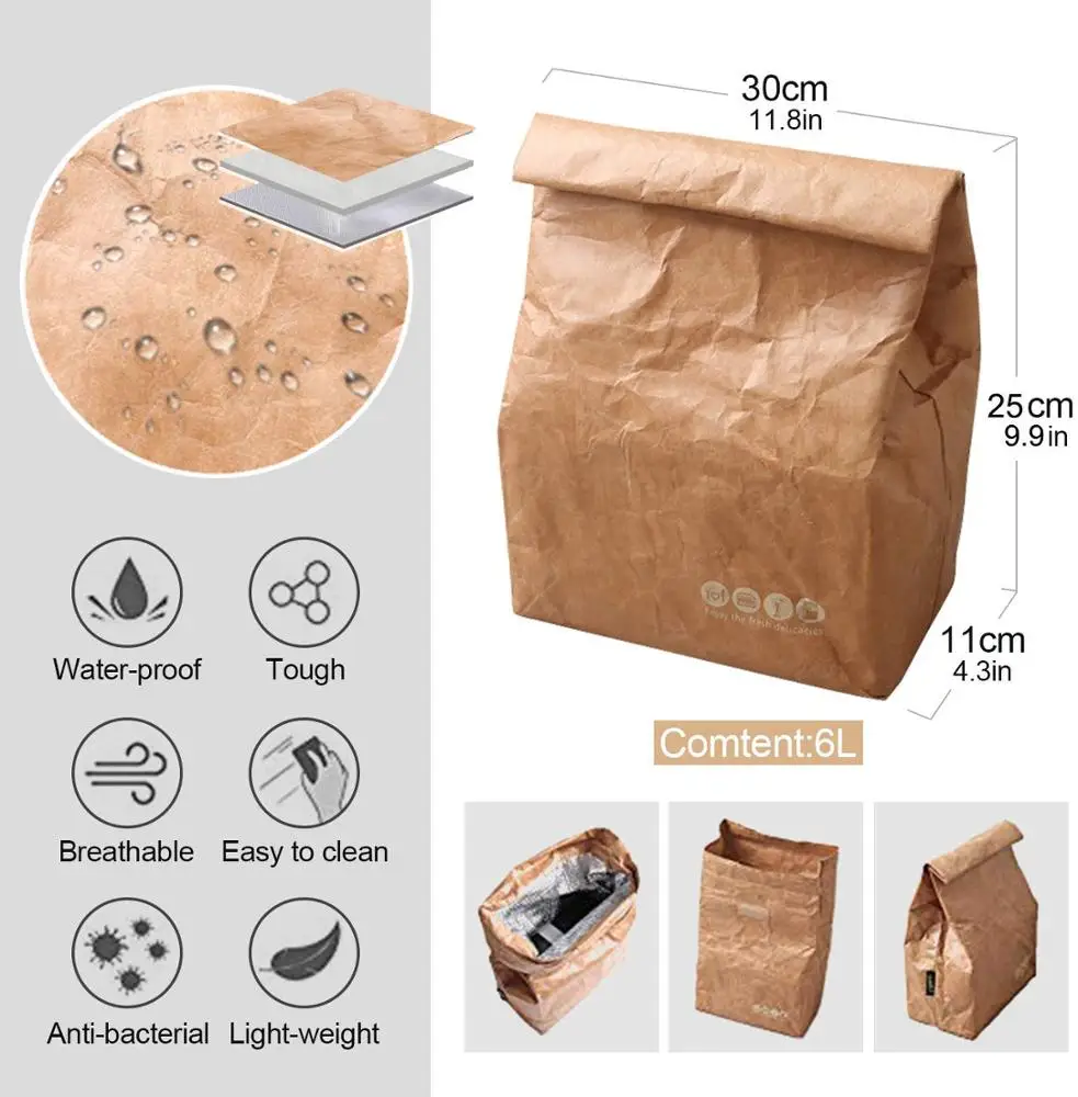 Amazon service eco friendly durable reusable lunch box keep food fresh Tyvek paper bag