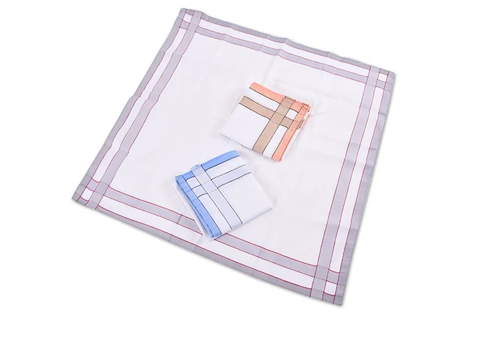 Panuelos de algodon para hombr Bulk Wholesale Low MOQ 43x43cm 100% Cotton Striped Pocket Square Yarn Dyed Handkerchiefs For Men