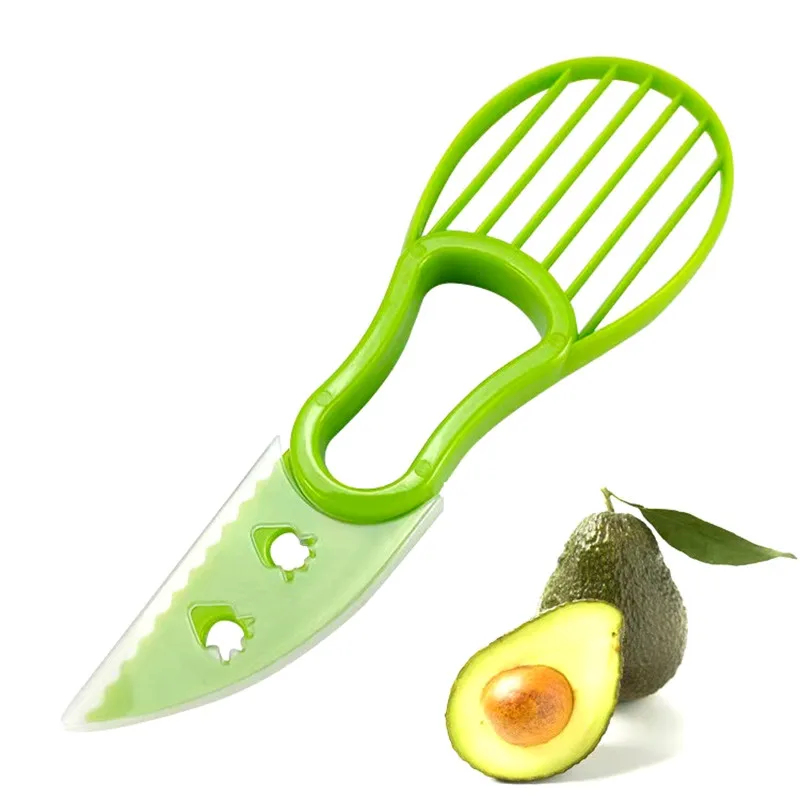 Multi-functional Kitchen Accessories Fruit Tools Avocado Cutter Peeler 3 in 1 Avocado Slicer With Cover
