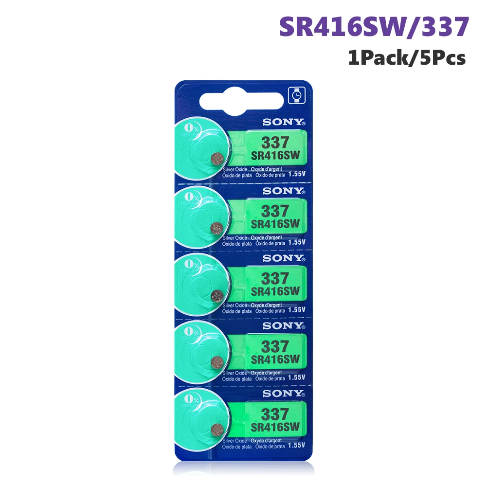 For SONY Original 337 SR416SW 1.55V Silver Oxide Button Cell Battery LR416 337A AG6 for Watch Toys