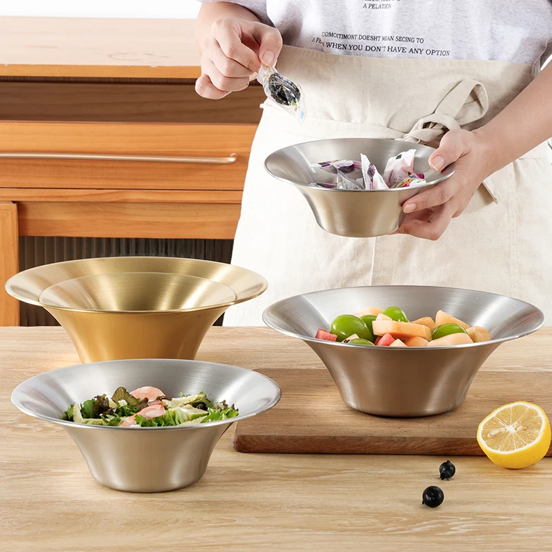 Korean Tableware Gold Pasta 304 Stainless Steel bowl stir Salad bowl restaurant