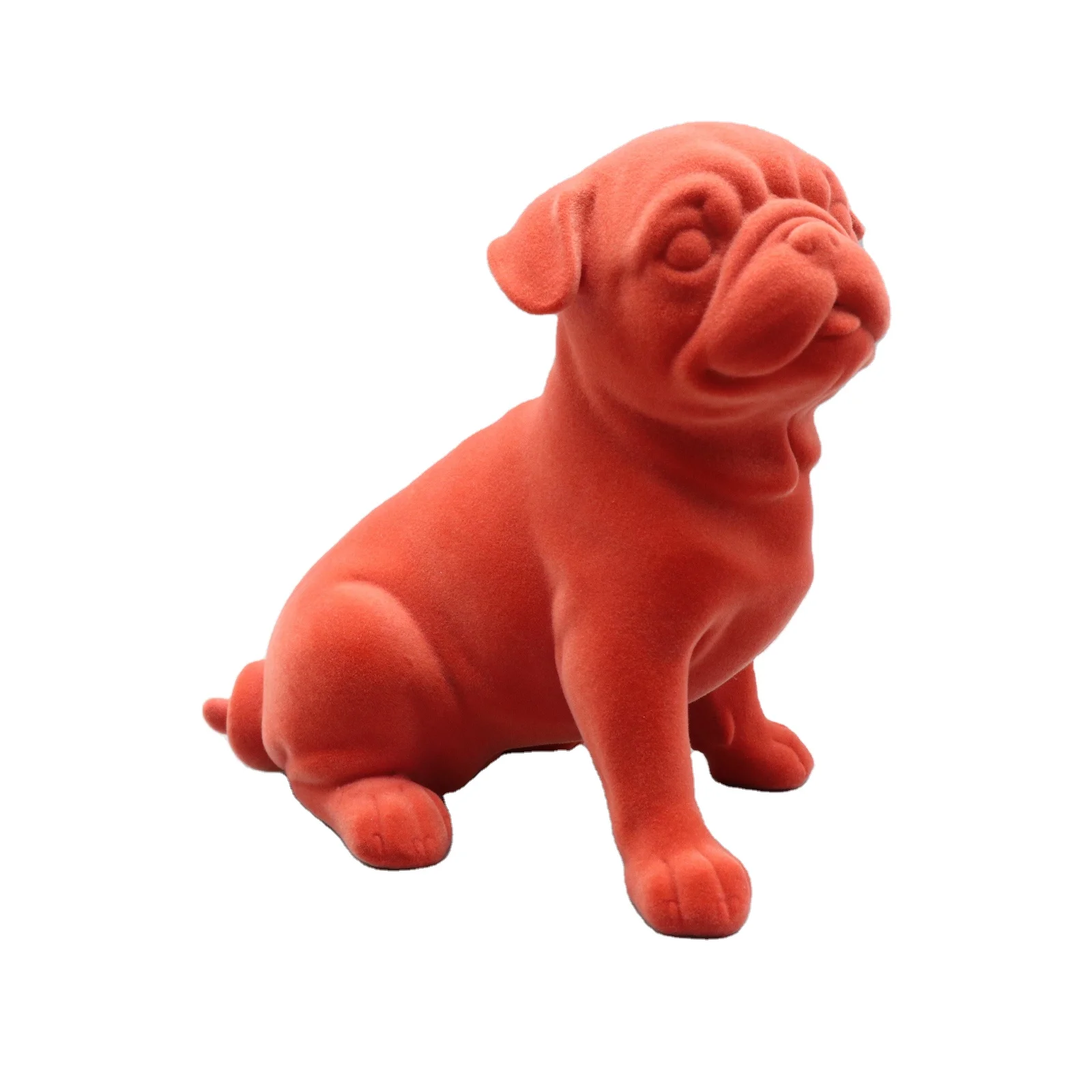 Resin Dog Sculpture Flocked Mni Indoor Dog Figurines Statue
