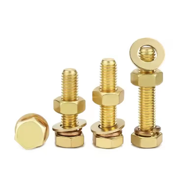 High quality H90 H80 H70 H62 H59 Brass Bronze Red Copper Combination of hex bolt with nut and washer