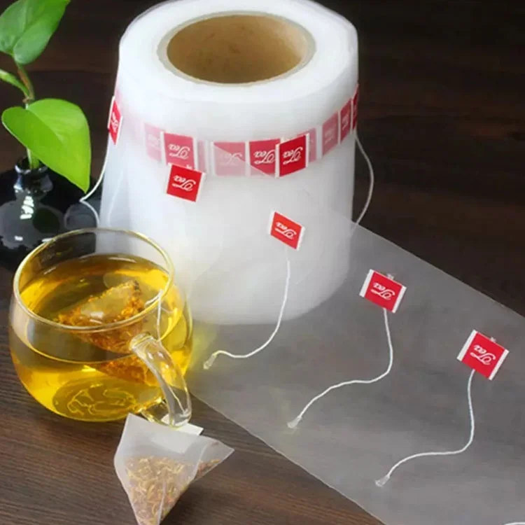 Wholesale pla Corn Fiber mesh Tea Bag filter Packaging Roll with string and tag Biodegradable mesh tea bag