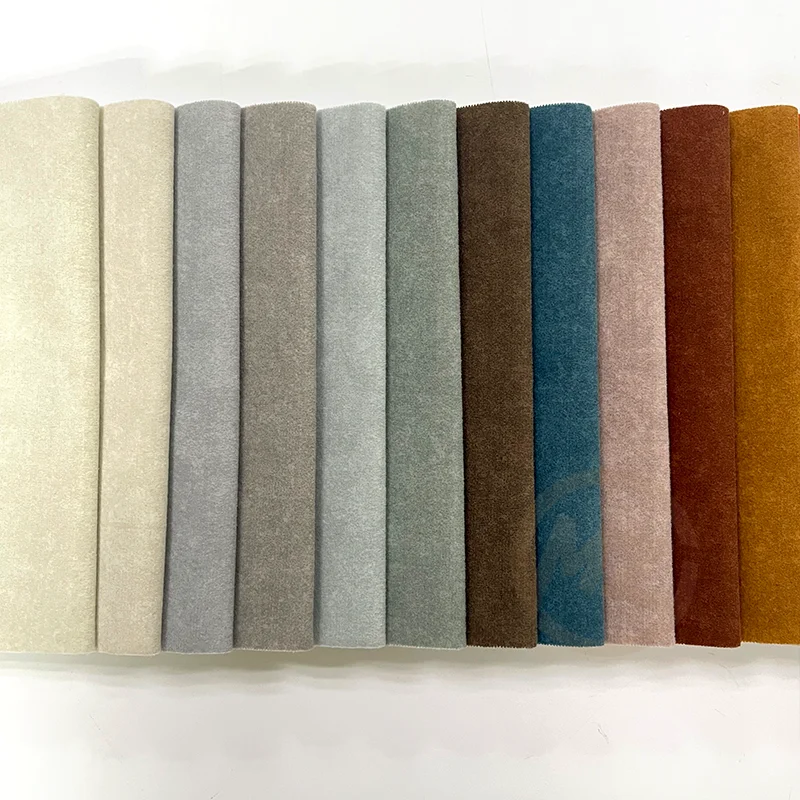 Color Velvet Fabric for Sofa Print Polyester Fabric Modern Water Resistant Olive Green Upholstery Fabric Customized Plain Weft