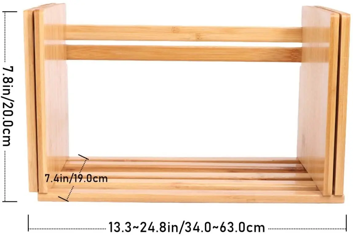 Bamboo Extension Book Rack Desktop Organizer Expandable Shelves Storage Desk Shelf (Wood