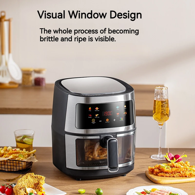 OEM Custom Logo Manufacturer Home Kitchen Easy Cooking Nonstick 5L 8l Smart Electric Digital Touch Screen Air Fryer