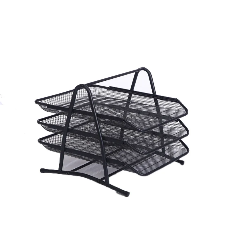 
3 Tiers Office File Trays Holder A4 Letter Paper Wire Mesh Storage Organizer  (1600175844026)