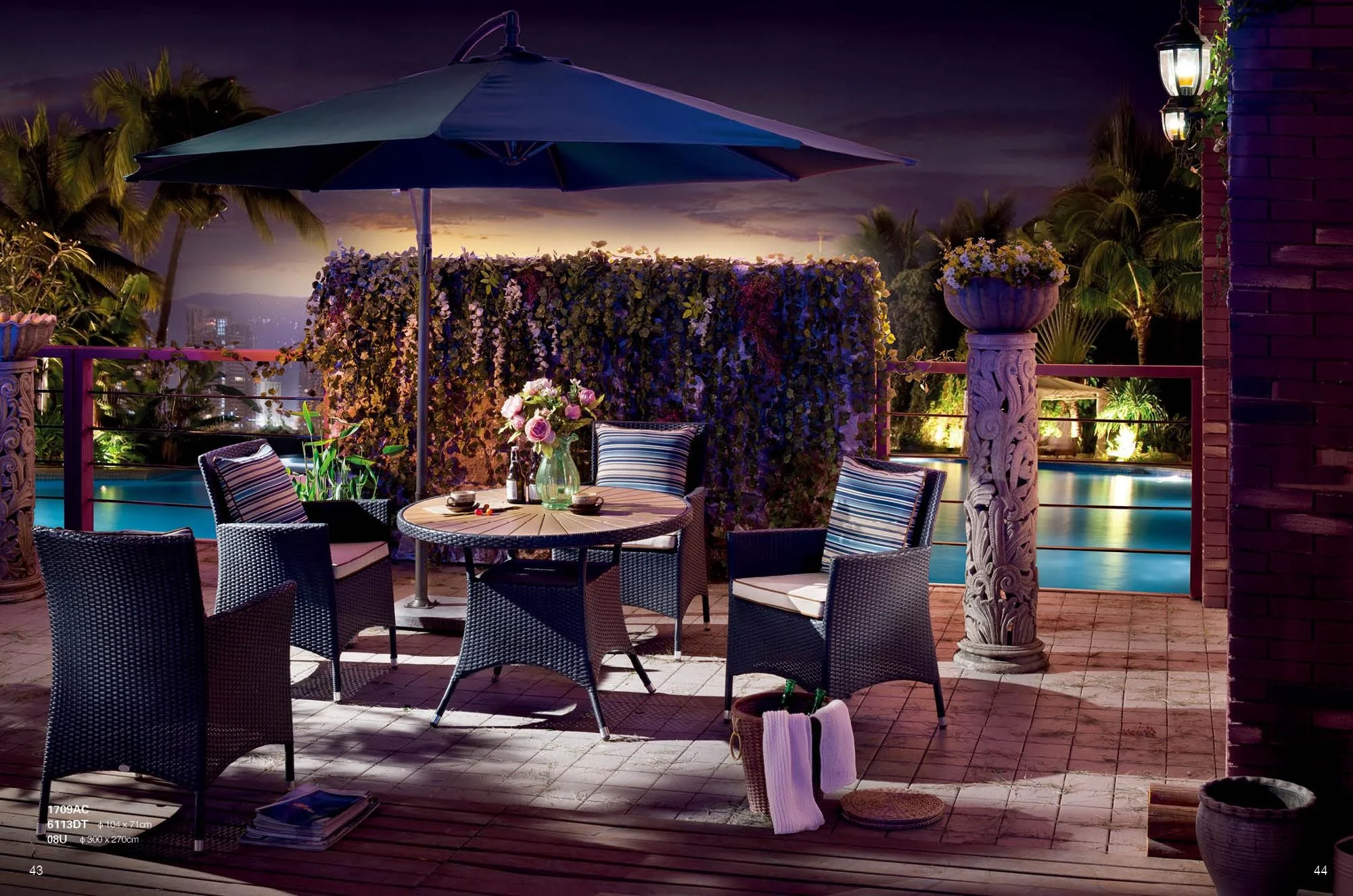 Садовая мебель для патио, водонепроницаемый комплект мебели для патио из ротанга