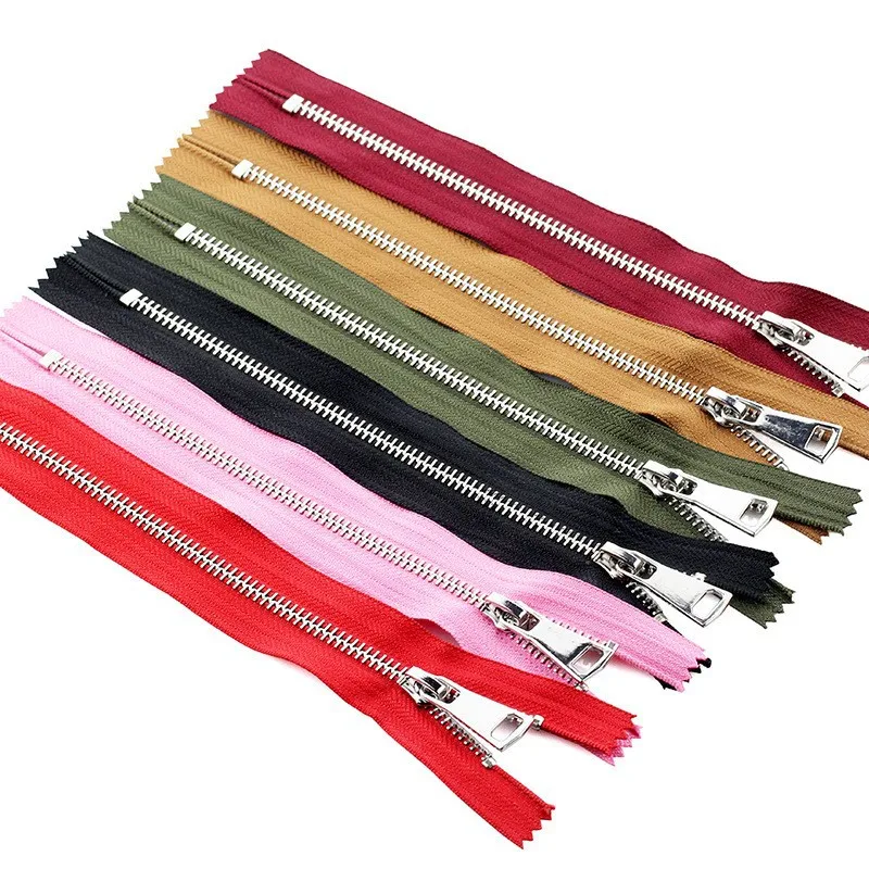 High Quality No.3/5/8 Metal Zippers Custom Color Metal Zip For Clothing Coat Bag Sewing Multi-color Close-End Metal Zipper