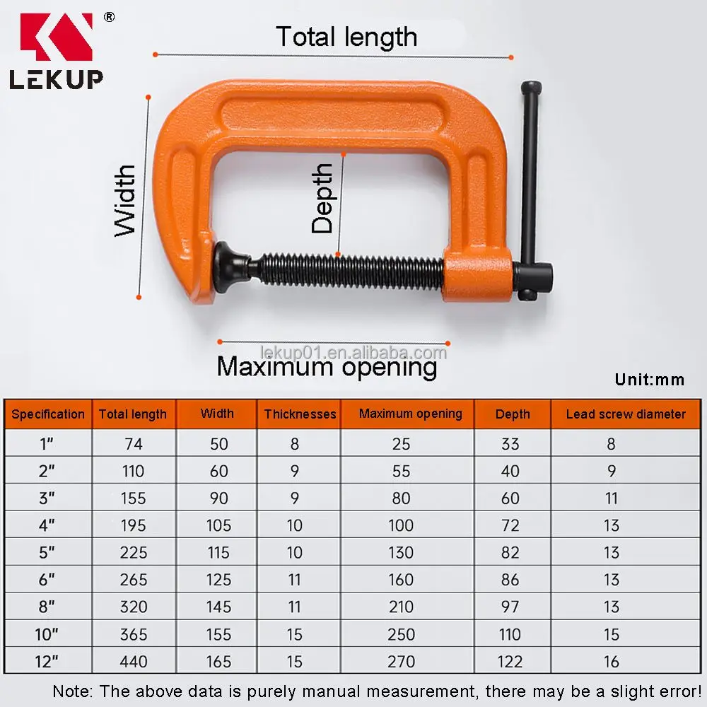 Woodworking Fixture G-type Clamp Casting Clamp Universal Heavy Duty Strong and Quick Fixing and Positioning Woodworking G Clamps