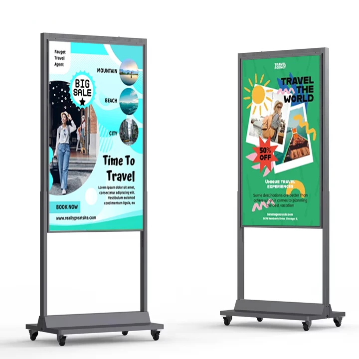 Dual Sides Window Facing Display. 75 inch 4K TFT LCD Panel High Brightness 2500Nits 700Nits Advertising Digital Signage Kiosk