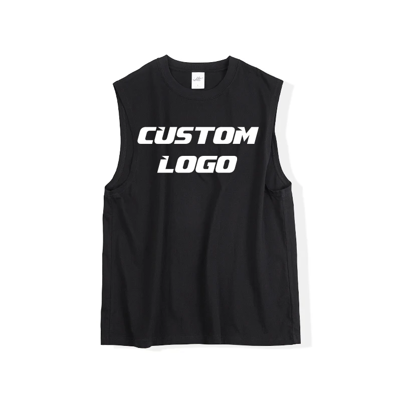 Custom 100% cotton hip hop oversized clothes sleeveless dropped armhole mens t shirts Casual Plain Men T Shirt