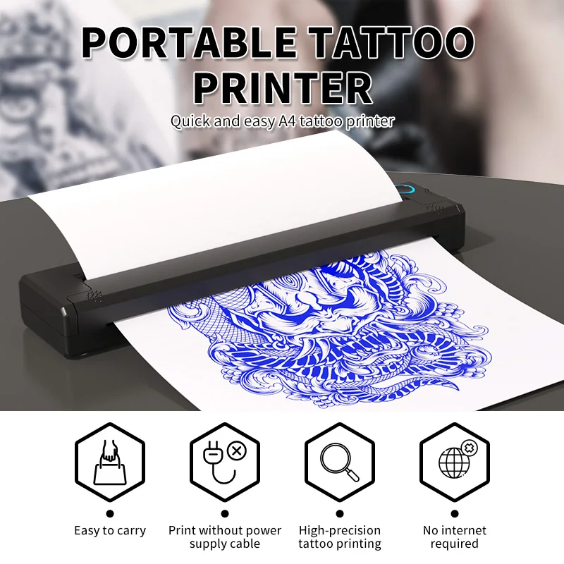 Newyes Hot A4 Letter Size Tattoo Thermal Copier Machine Wireless Tattoo Transfer Machine Portable Tattoo Stencil Printer