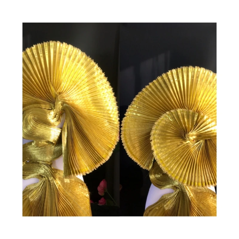 Metal light pleated fabric clothing design creative shape, pleated and wrinkled background photography, stage decoration fabric