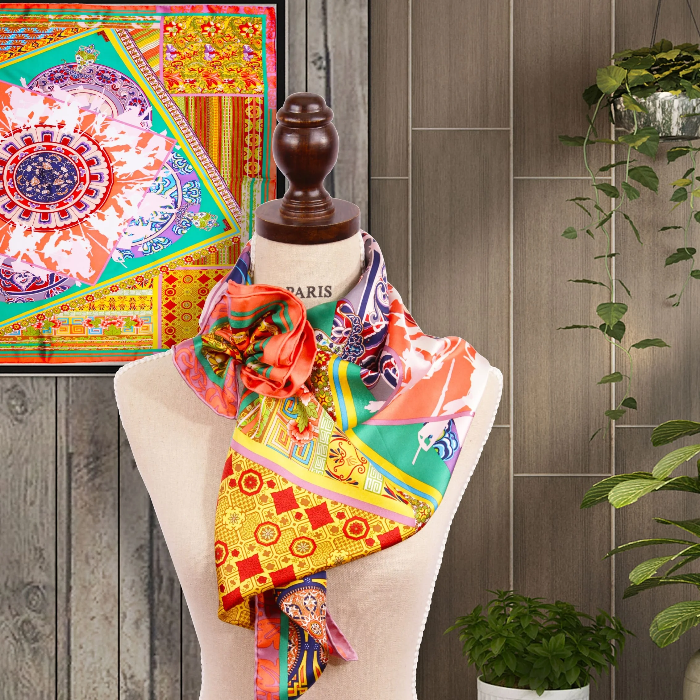 Шелковый шарф Западного оранжевого цвета A6, высококачественный шарф, подарок