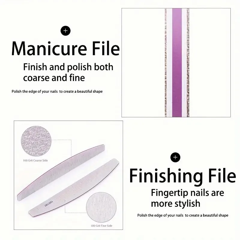 Emery Board Nail File Manufacturer Half Moon Nail File Washable Zebra Nail Files 100 180