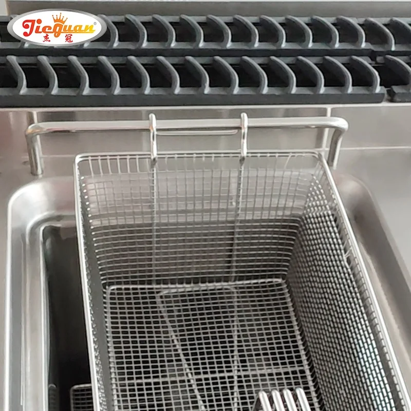 Commercial stainless steel kitchen equipment Gas deep Fryer with 2-tanks & 2-basket with cabinet  28L