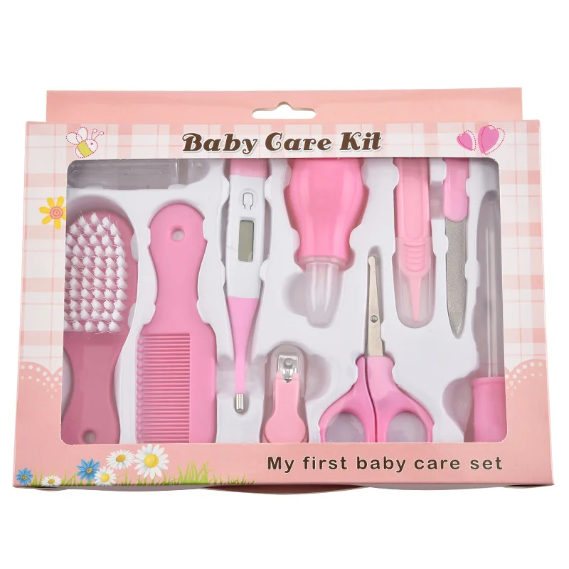 Newborn 10pcs Pink Blue Multifunction Kid Toiletries Kit Nail Hair Teeth Baby Care Kit Products