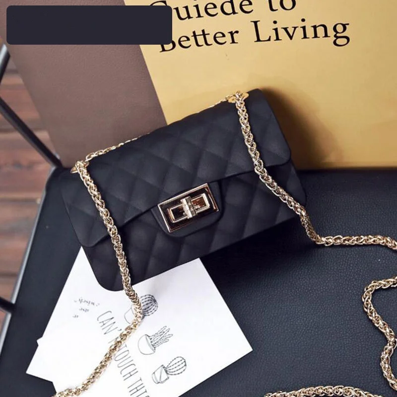 New Arrival Mini Colorful PVC Silicone Jelly Handbag Candy Shoulder Coin Purse Chain CrossBody Bags For Women