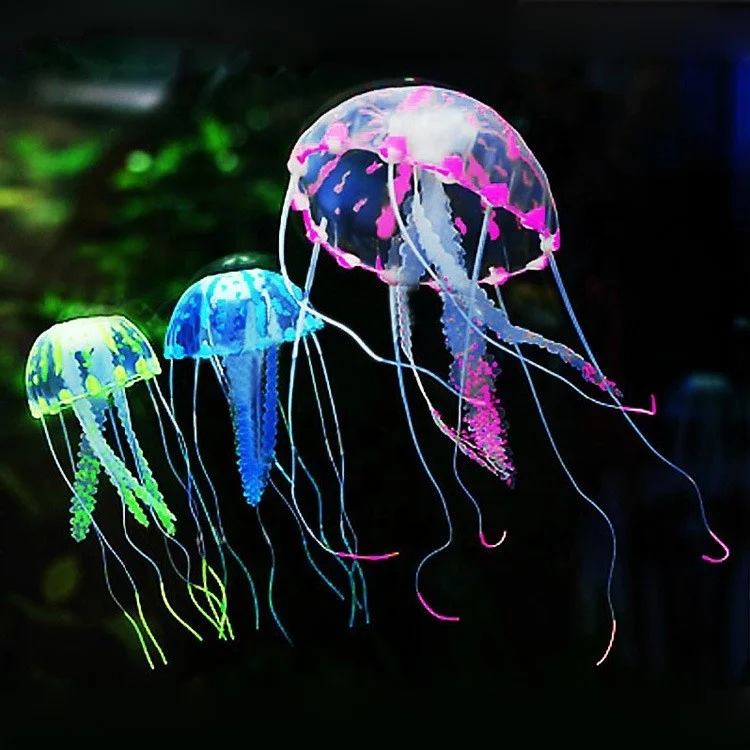 Fish Tank Landscaping Genuine Goldfish Tank Fluorescent Small Simulation Jellyfish LED Jellyfish Aquarium Aquarium ornaments