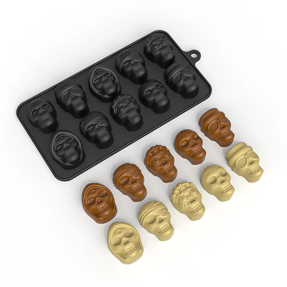 Skull Chocolate Mould 10 Holes fondant cake decoration mold baking silicone chocolate mold jelly pudding candy ice tray mold