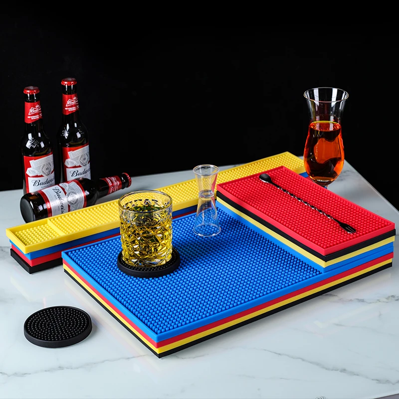 30*15cm Black Square bar mat, drip-proof for milk tea shops, non-slip, coaster for bars, padded for  durable, heat-resistant