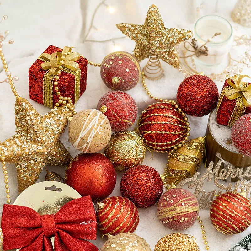 Golden Christmas ball colored drawing ball Christmas tree decorative ornaments Christmas decorations