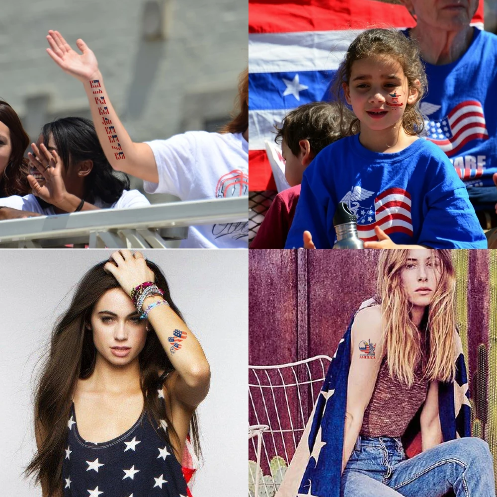 American Independence Day Flag Waterproof Fashion Design Body Art Temporary Tattoo Sticker WS152-WS162