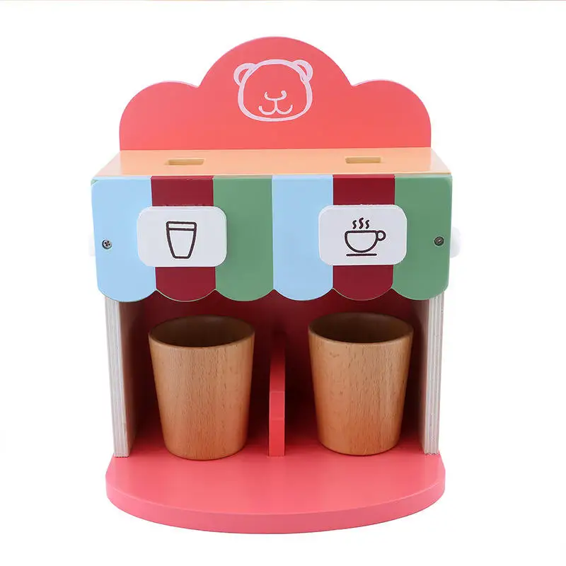 Baby Early Learning Educational Toys Wooden Kitchen Pretend Play Toy with Simulation Coffee Machine Toaster Machine Food Mixer
