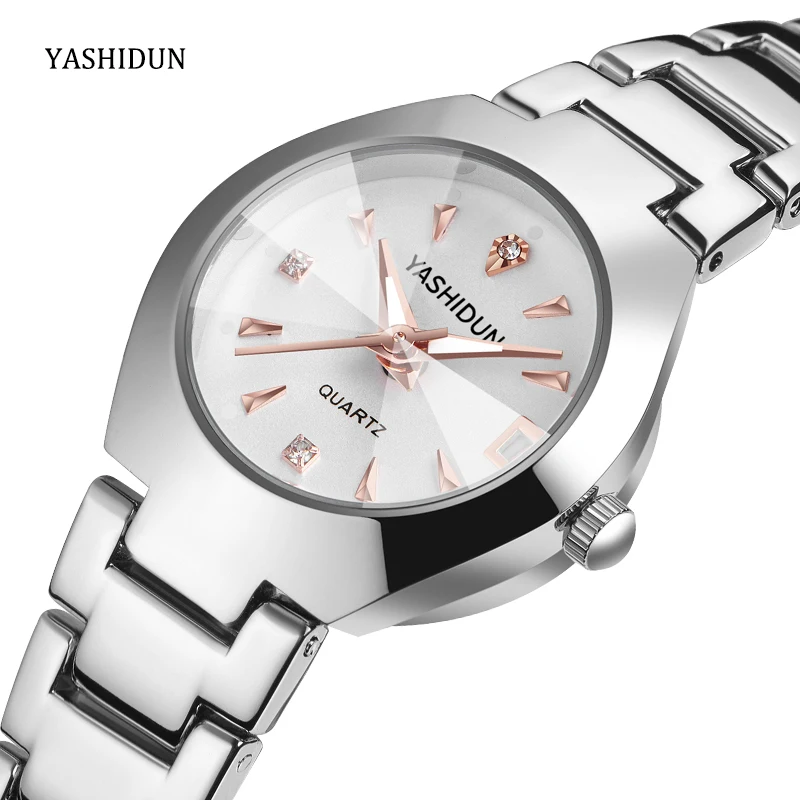 Couples watch waterproof table calendar business casual male female table luminous steel belt quartz watch