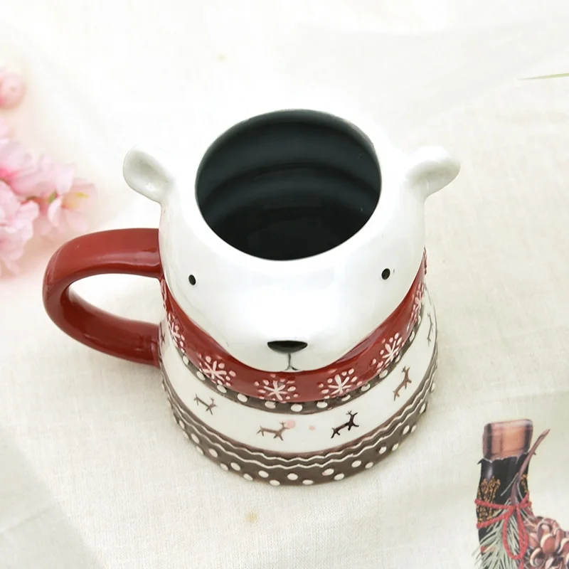 Wholesale 3d mug Snowman Ceramic  Porcelain christmas mugs ceramic 3d mug in santa design