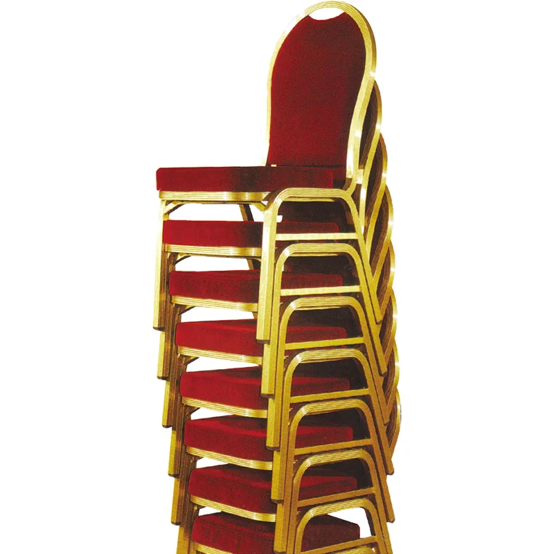 Langfang Factory With Logo Wedding Chairs Red Fabric Metal Legs Dining room Party Gold Banquet Chair