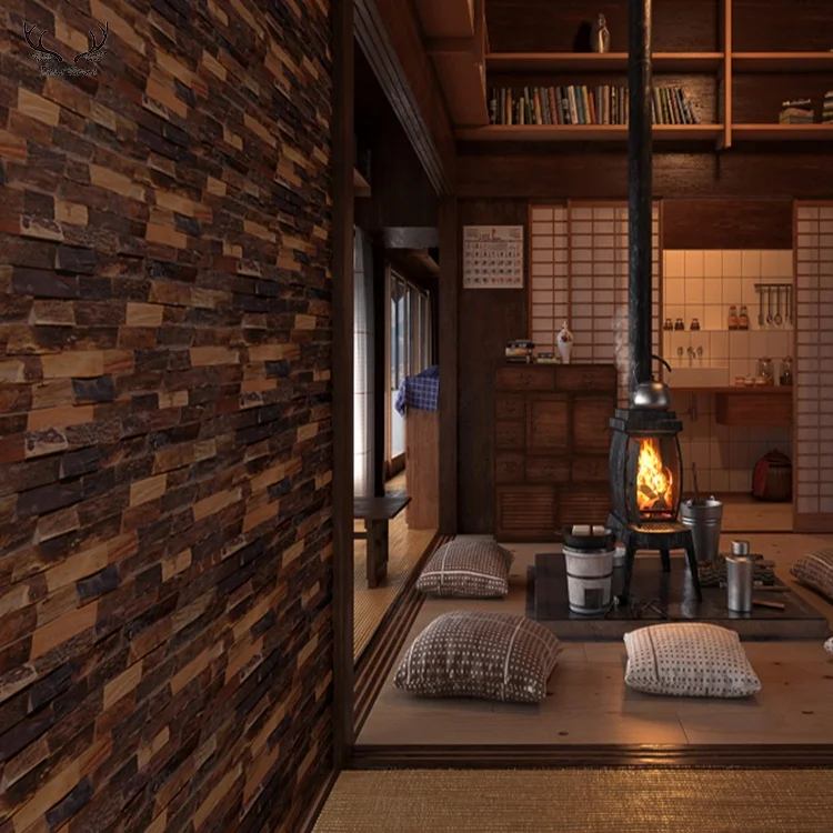 3d wood strip wall panel natural wood block wall panels for indoor decoration