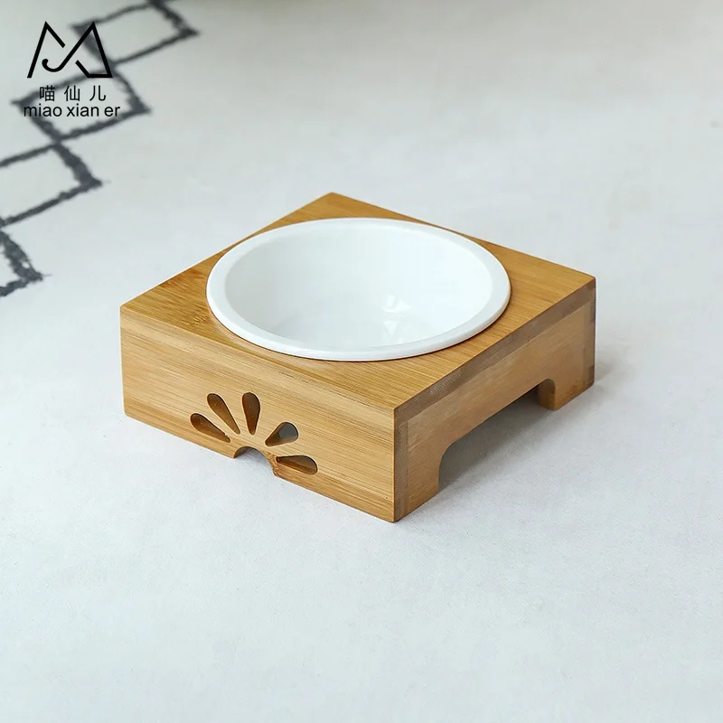 
Manufacturer wholesale ceramic custom pet bowls with wooden frame 